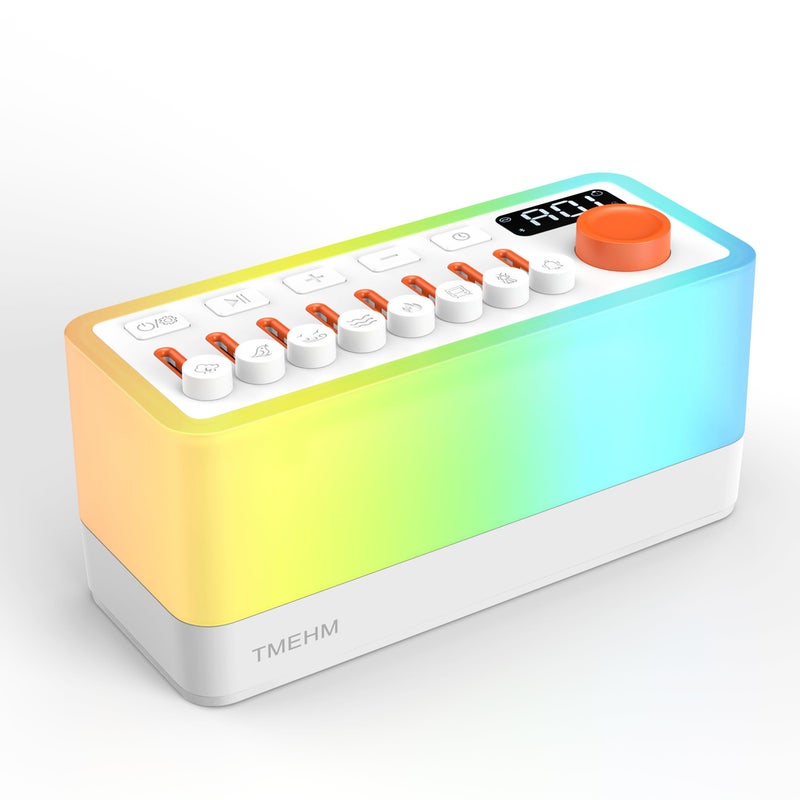 TMEHM White Noise Sleep Sound Machine with 8 Nature Sounds Portable Bluetooth Speaker 12 Colors Night Lights Sleep Timer Breathing Exercises for Babies Kids and Adults